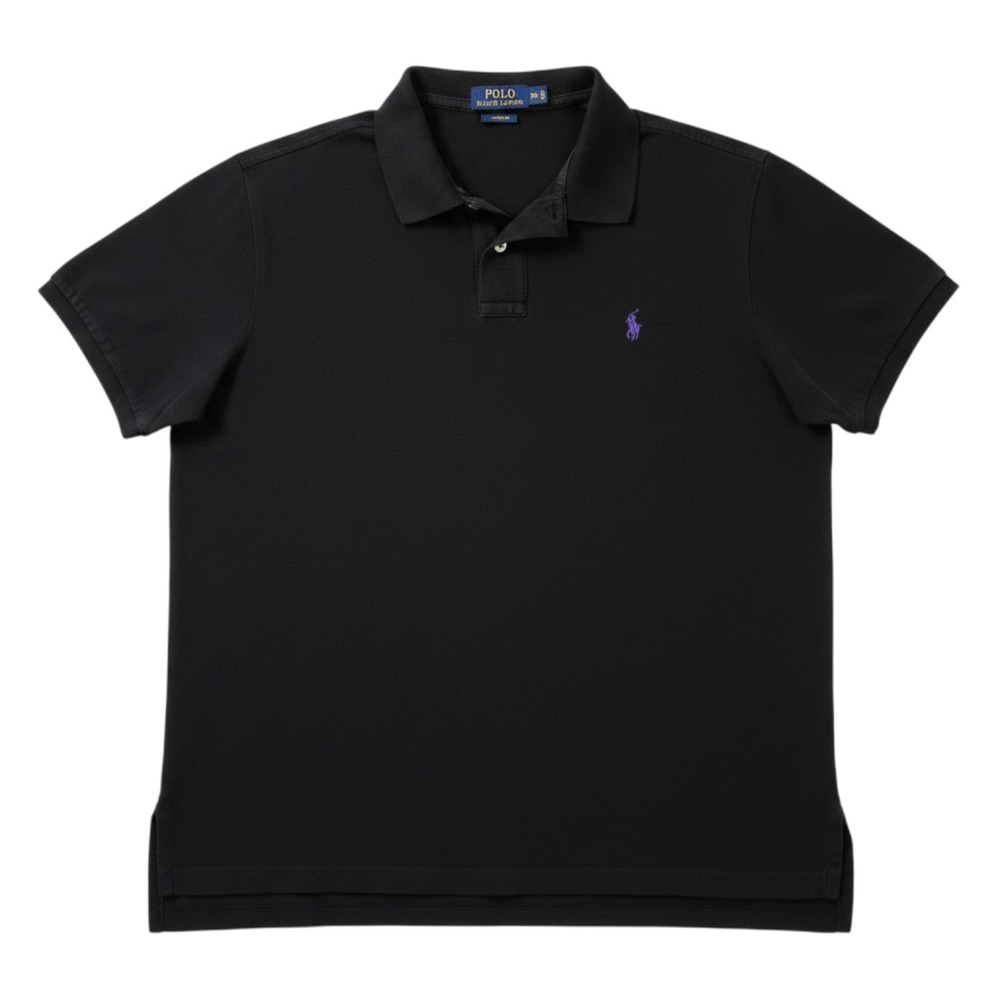 Polo Ralph Lauren Polo Shirt Mens XXL Black Custom Fit Purple Pony Pique Preppy